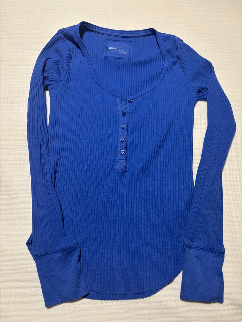 aerie Ribbed Scoop Neck Tank Top in Cobalt Blue